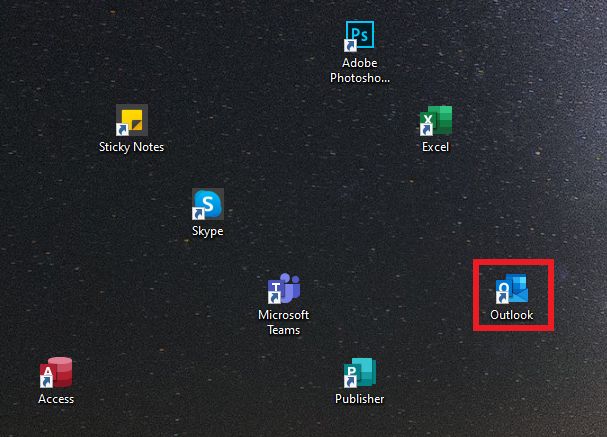 mở ứng dụng outlook