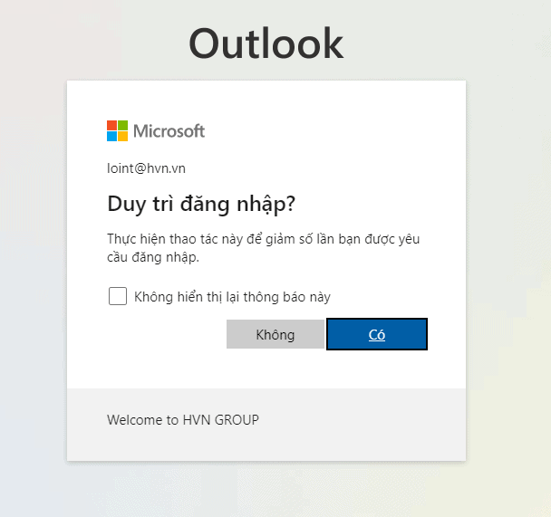 thông báo duy trì đăng nhập microsoft 365