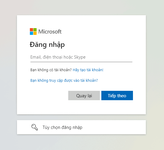 đăng nhập microsoft