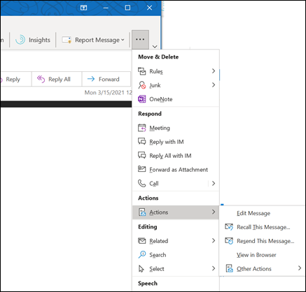 Cách thu hồi email Outlook