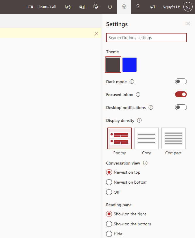 Tùy chỉnh dễ dàng sau khi login email 365