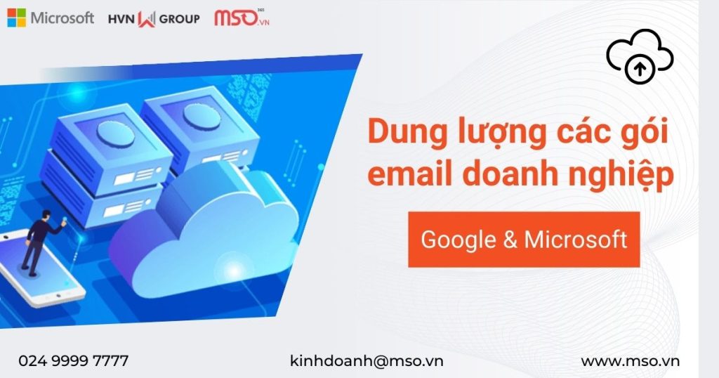 dung lượng các gói email doanh nghiệp google và microsoft