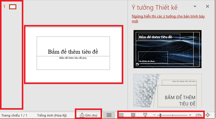 giao diện chính của powerpoint