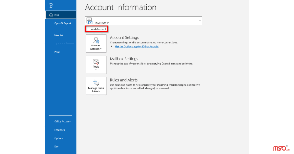 cài đặt cấu hình office 365 log in outlook