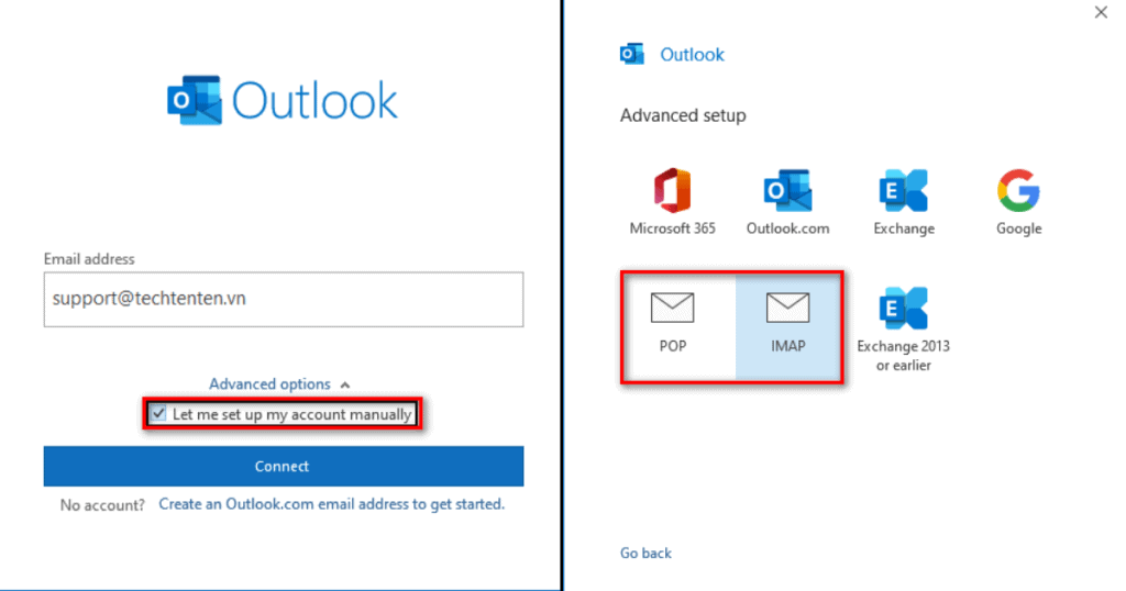 bước 2 cài đặt cấu hình office 365 log in outlook