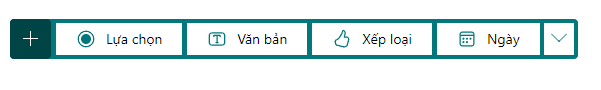 lựa chọn câu hỏi trên forms