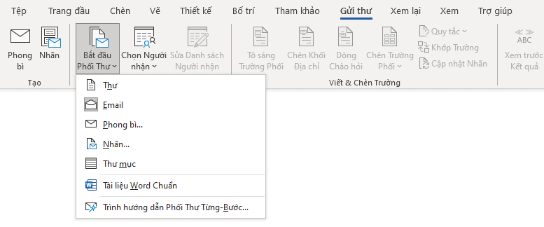 tạo email trên word