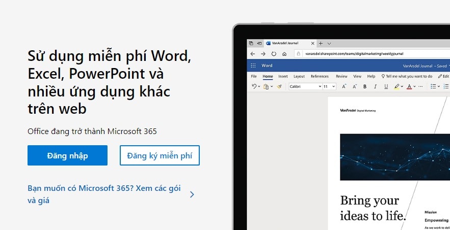 đăng nhập microsoft online