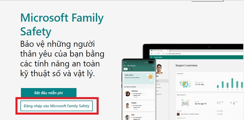 đăng nhập microsoft family safety