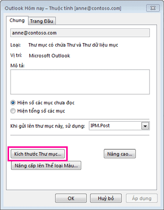 kích thước thư mục