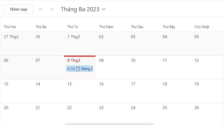tạo sự kiện thành công