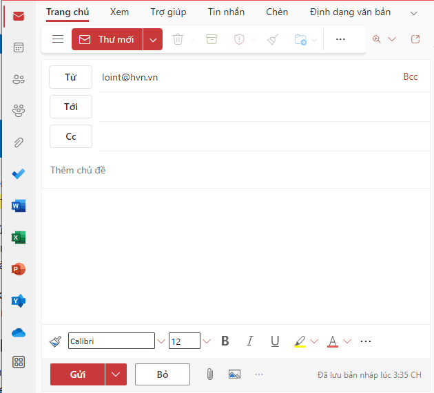 tạo thư mới trên outlook
