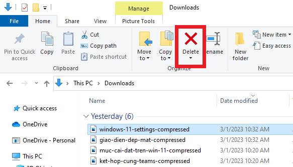 xóa file không cần thiết