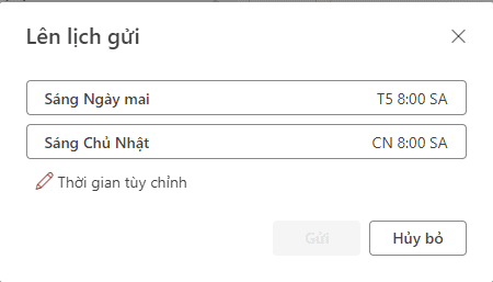 chọn thời gian gửi thư