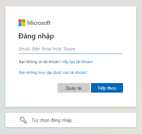 đăng nhập microsoft