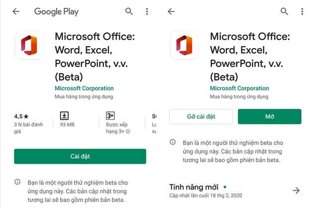 tải office 365 trên android