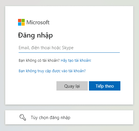 đăng nhập microsoft