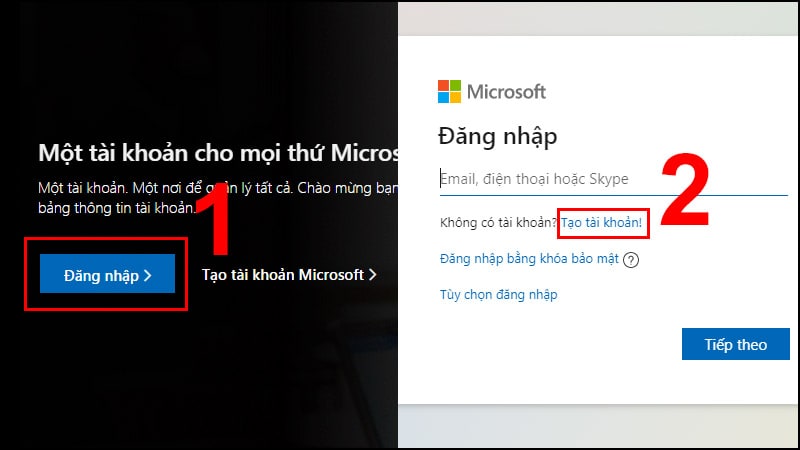 tạo email microsoft số điện thoại