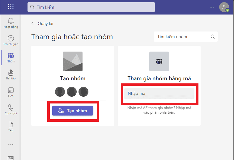 tạo nhóm teams