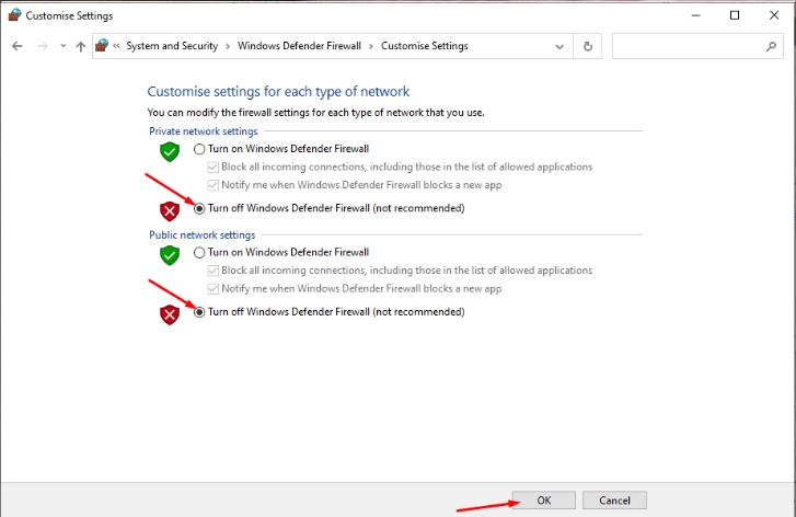 tắt tường lửa win 10