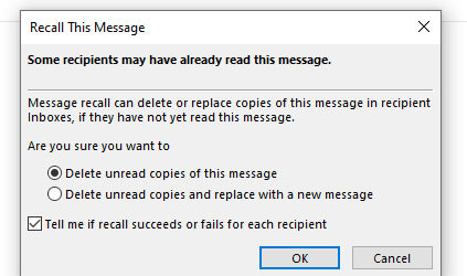 các bước thu hồi email outlook