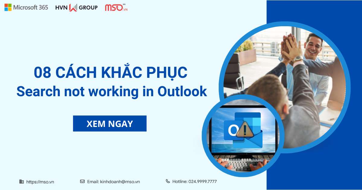 khắc phục sự cố search not working in outlook