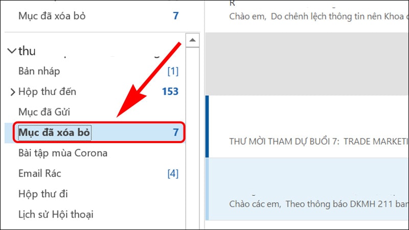 xóa vĩnh viễn email Outlook