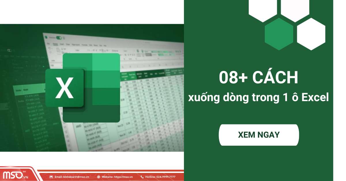 08 cách xuống dòng trong 1 ô excel