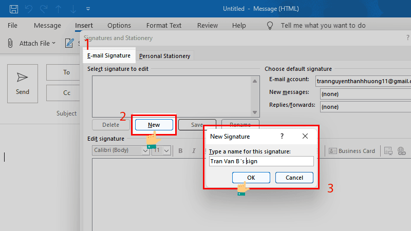chữ ký outlook app