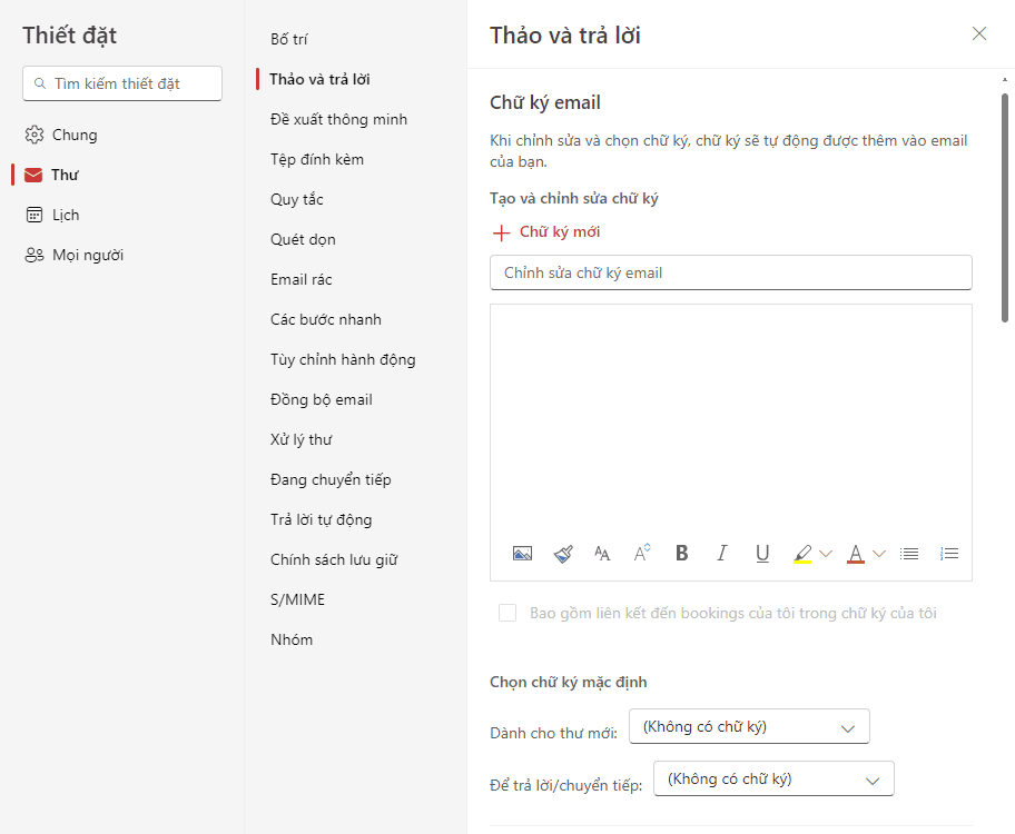 tạo chữ ký outlook online