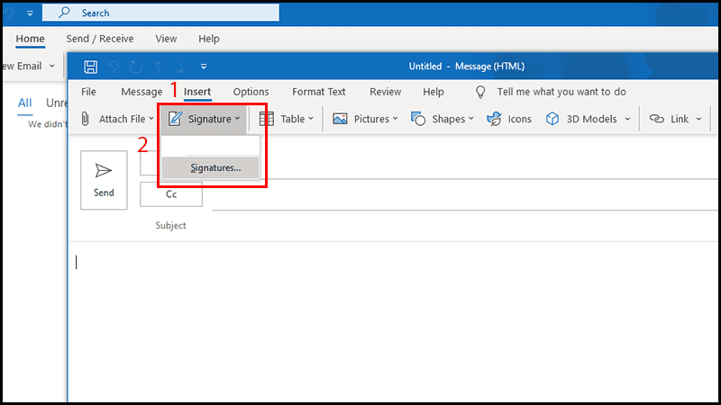 thêm chữ ký outlook app