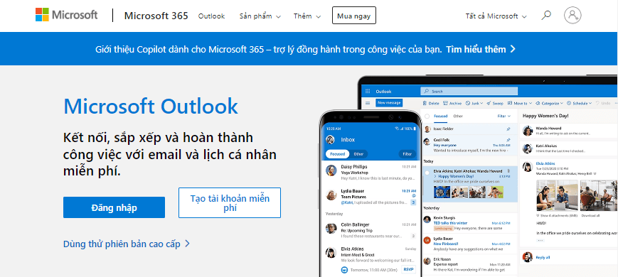 đăng nhập outlook