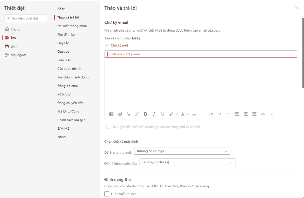 thay đổi chứ ký outlook online