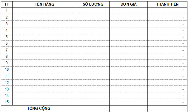 lưu ý sử dụng mẫu hóa đơn