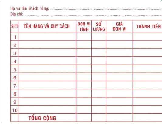 mẫu hóa đơn bán lẻ