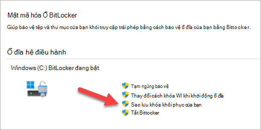 sao lưu khóa khôi phục
