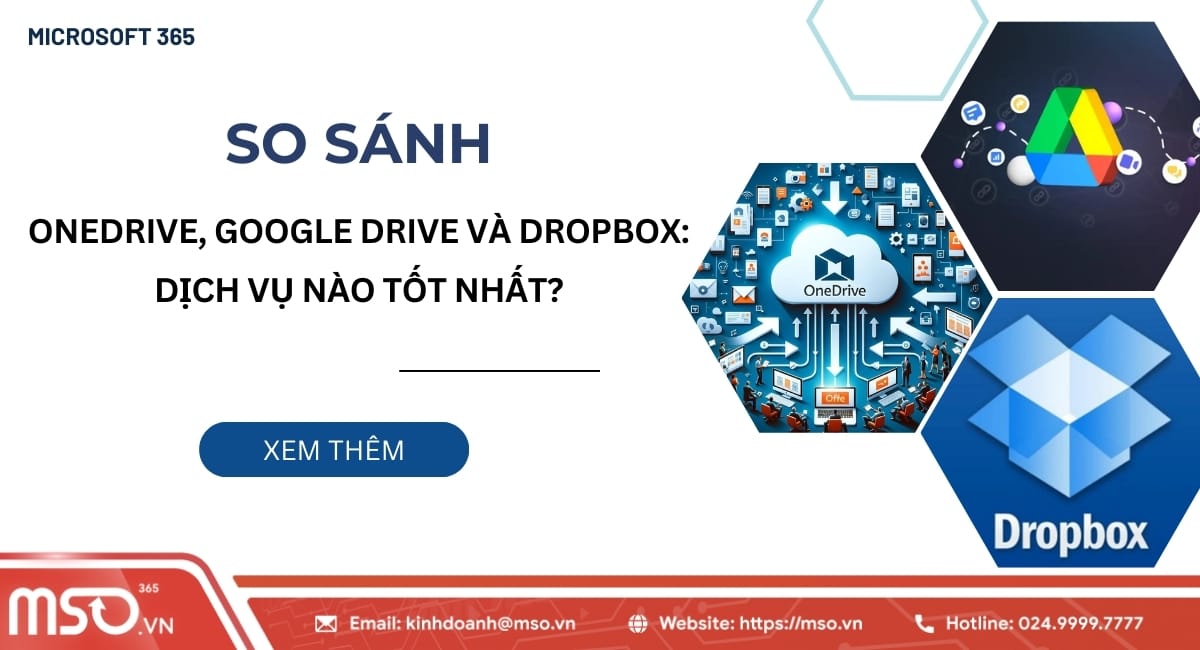 So sánh onedrive, google drive và drop box