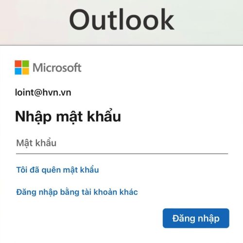 nhập mật khẩu tài khoản outlook